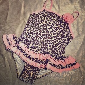 Cheetah Leopard Print One Pc Bathing Suit Onesie
